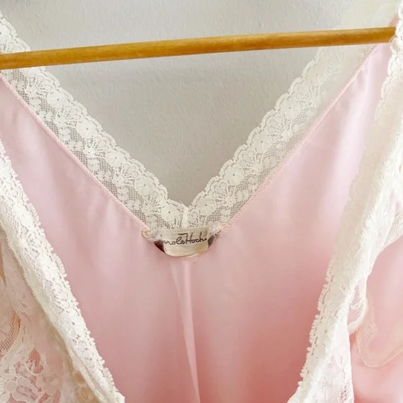 Vintage Carole Hochman Women's Pink Lace-Trim Sleep Slip Maxi Length - Picture 5 of 6